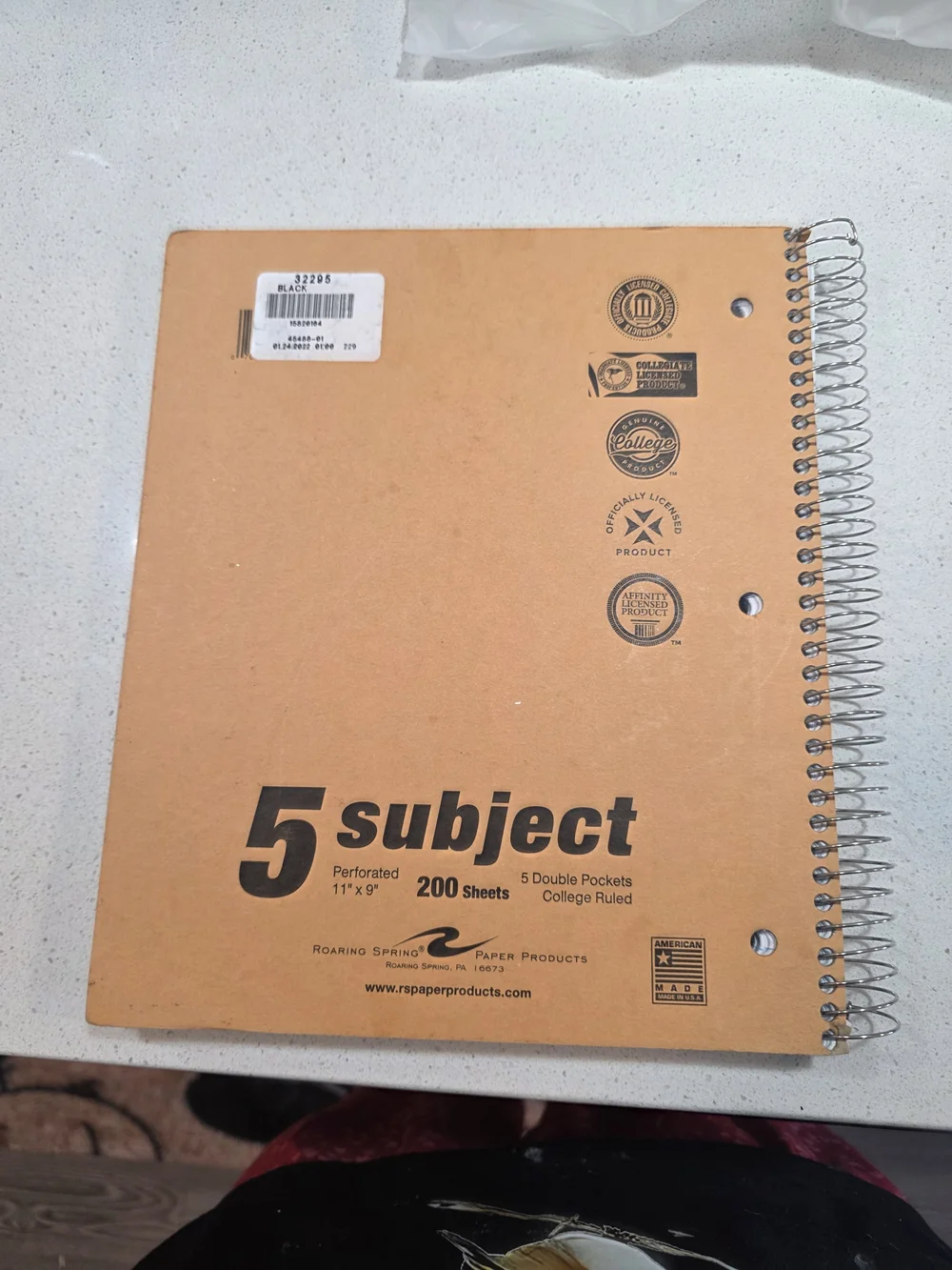 Boston College Spiral Notebook in Black with Gold Lettering